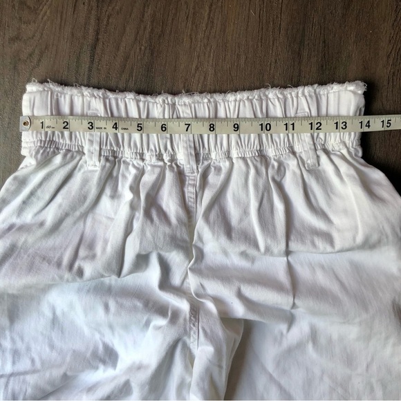 American Eagle Pull On Pants Size S White Cotton High Waisted Paperbag Wide Leg - Picture 5 of 10